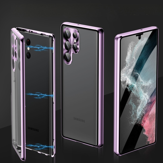 Etui do Samsung Galaxy S23 Ultra, Magnetic Dual Glass, fioletowe