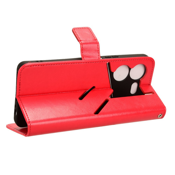 Etui z klapką do Tecno Pova 5 Pro 4G, Crazy Horse Wallet, czerwone
