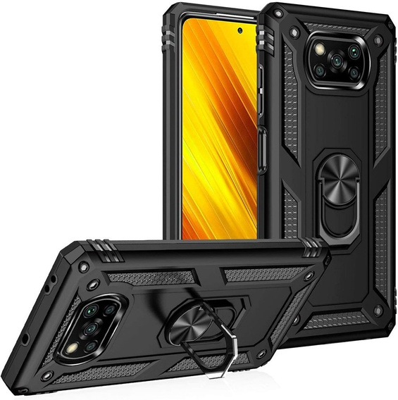 Etui pancerne do Xiaomi Poco X3 NFC, Nox Case Ring, czarne