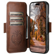 Etui z klapką 2w1 do iPhone 17 Pro Max, SUTENI, do MagSafe, brązowe