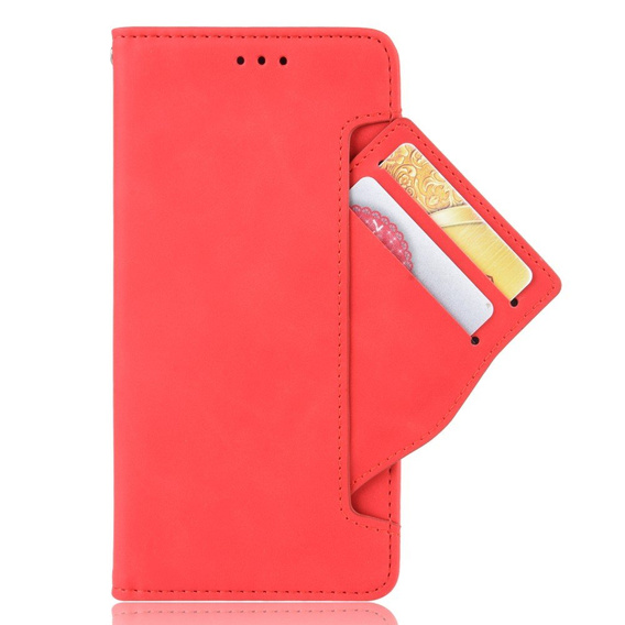 Etui z klapką do Samsung Galaxy A14 4G/5G, Card Slot, czerwone