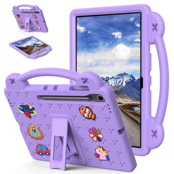 Etui ochronne z pianki EVA do Samsung Galaxy Tab S10 FE+ – dziecięce, z podstawką i uchwytem - fioletowe