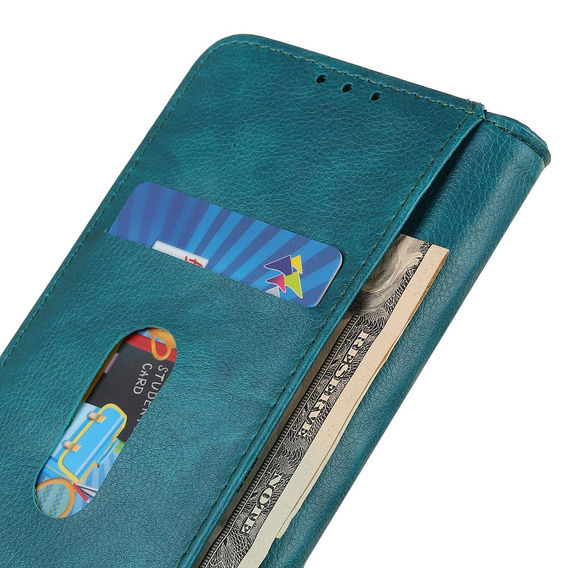 Etui z klapką do Xiaomi 15 Ultra, Split Leather, zielone