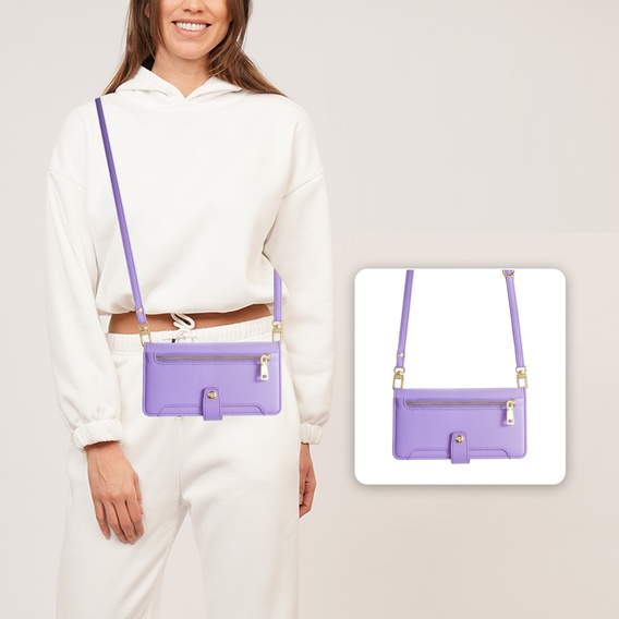 Etui z klapką do Xiaomi Redmi Note 13 Pro+, Wallet Zipper Pocket, fioletowe
