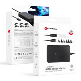 Uniwersalny zasilacz Forcell E856 USB-C 90W z wymiennymi końcówkami do laptopów