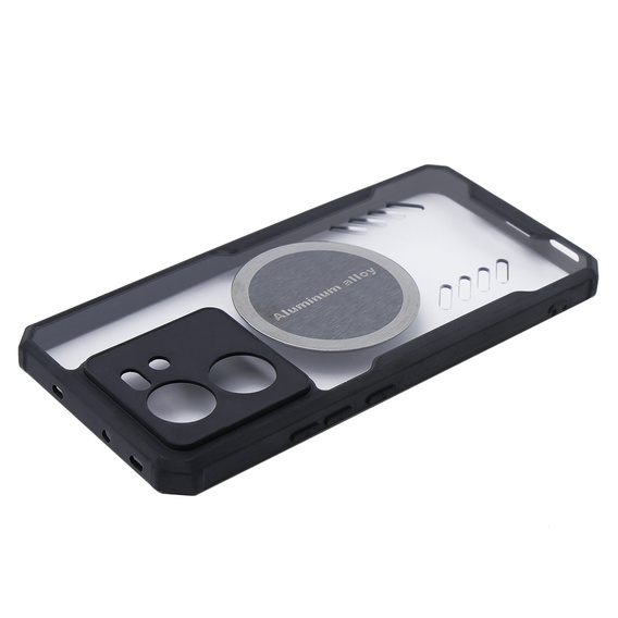 Etui do Xiaomi 13T / 13T Pro, z blaszką magnetyczną, Czarne / Przezroczyste