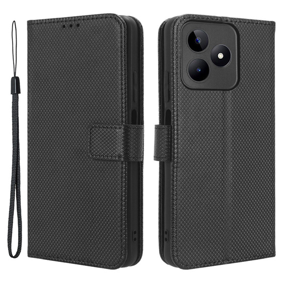 Etui z klapką do Realme Note 50, Wallet Smart Magnet, czarne
