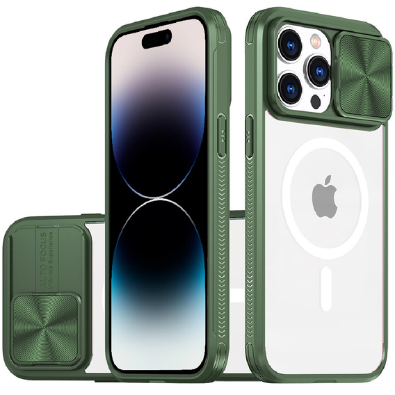 Etui do iPhone 14 Pro Max, Slide Camera Magsafe, zielone