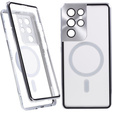 Etui Magnetic Dual Glass MagSafe do Samsung Galaxy S21 Ultra, srebrne