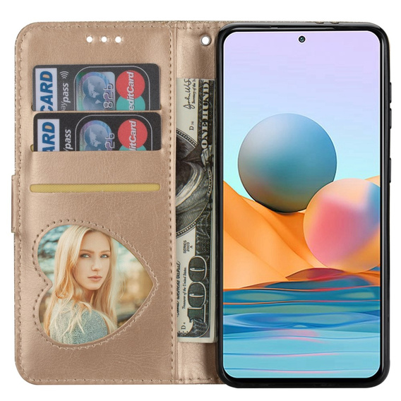 Etui z klapką do Samsung Galaxy A36 5G, Wallet Zipper Pocket Glittery, złote