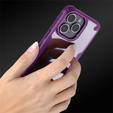 Etui do iPhone 14 Pro Max, pancerne, przezroczyste z fioletową ramką