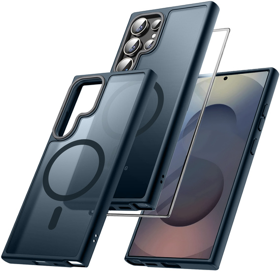 Etui do Samsung Galaxy S25 Ultra, do MagSafe, ERBORD Matt Case, niebieskie + Szkło na ekran
