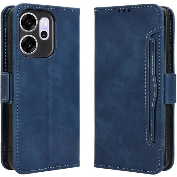 Etui z klapką do Oppo Reno 14F, Card Slot, portfelowe, granatowe