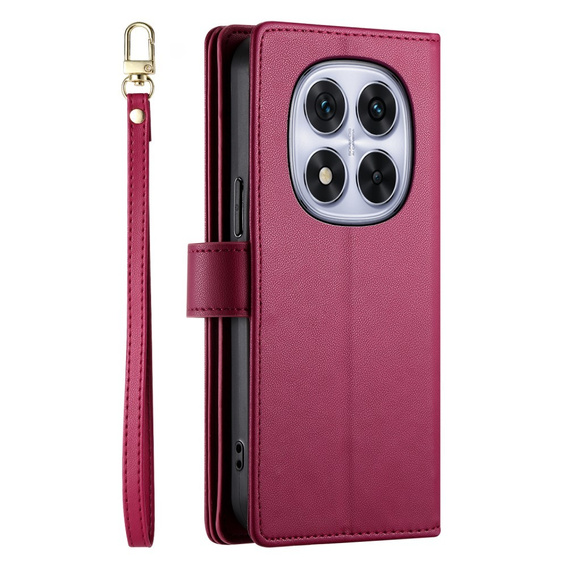 Etui z klapką do Xiaomi Redmi Note 14 Pro 5G / Poco X7 5G, Wallet Zipper Pocket, czerwone