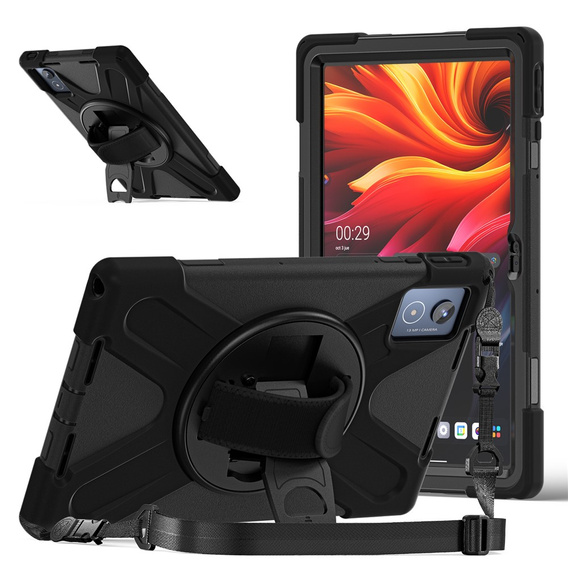 Pancerne etui do Lenovo Tab K11 Plus z podstawką i paskiem – czarne