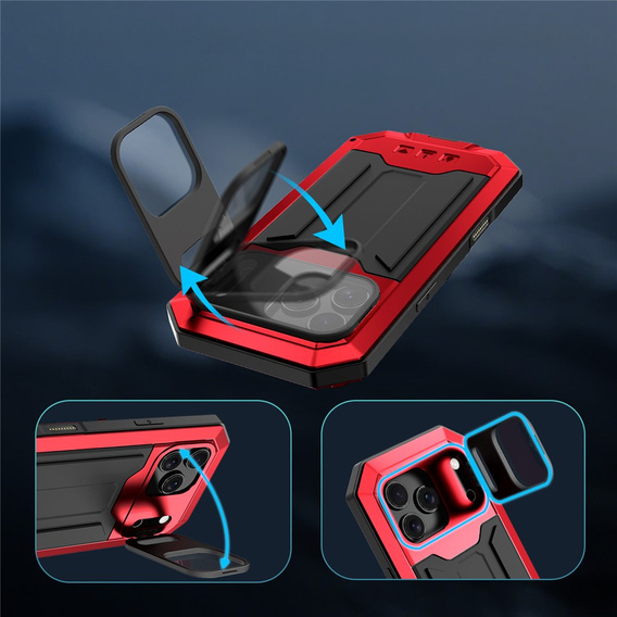 Etui pancerne R-JUST z osłoną ekranu i podstawką do iPhone 17 Pro Max