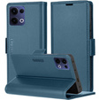 Etui do Oppo Reno 13, ERBORD Glossy Litchi, portfel z klapką, niebieskie