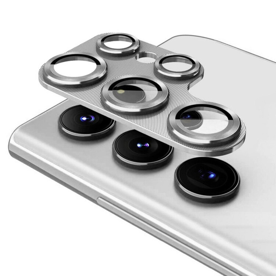2x Osłona ze szkłem na obiektyw aluminium do Samsung Galaxy S24 Ultra, ERBORD, szara