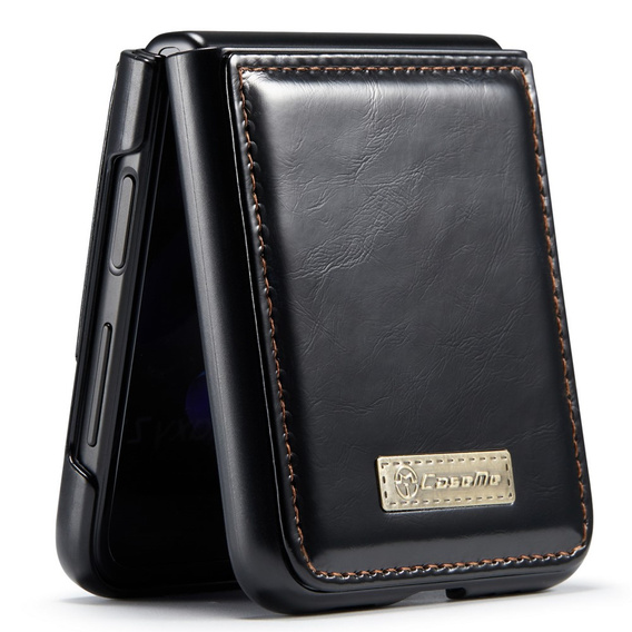 Etui z klapką CASEME do Samsung Galaxy Z Flip 3, Waxy Textured, czarne