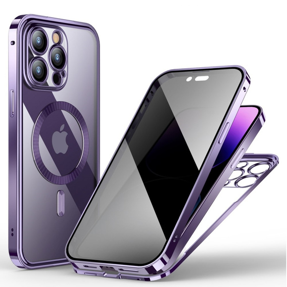 Etui do iPhone 14 Pro Max, Privacy Dual Glass, do MagSafe, fioletowe