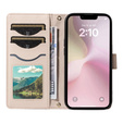 Etui z klapką do iPhone 16E, Rhombus Crossbody Leather, beżowe