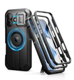 Etui pancerne do iPhone 16, Dexnor CamProtect MagSafe, czarne (Dwie ramki)