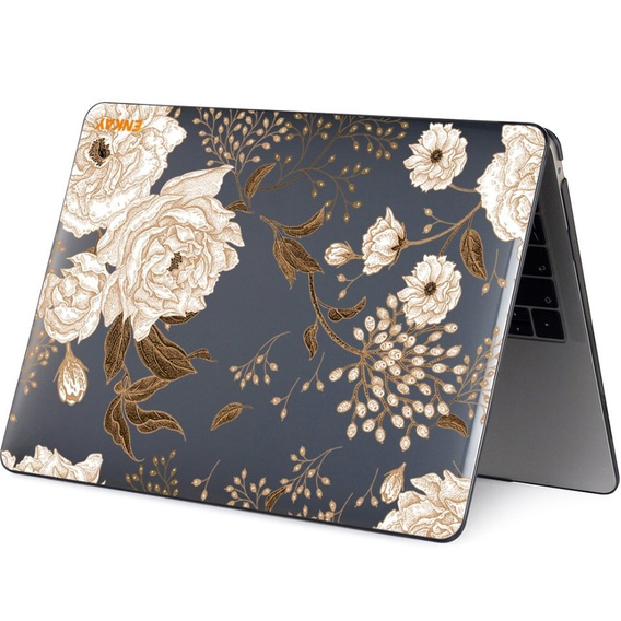 Etui ENKAY HardShell do MacBook Air 13 A2337 M1 A2179 A1932, Złote kwiaty