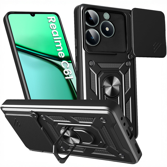 Etui pancerne do Realme C61, CamShield Slide, czarne
