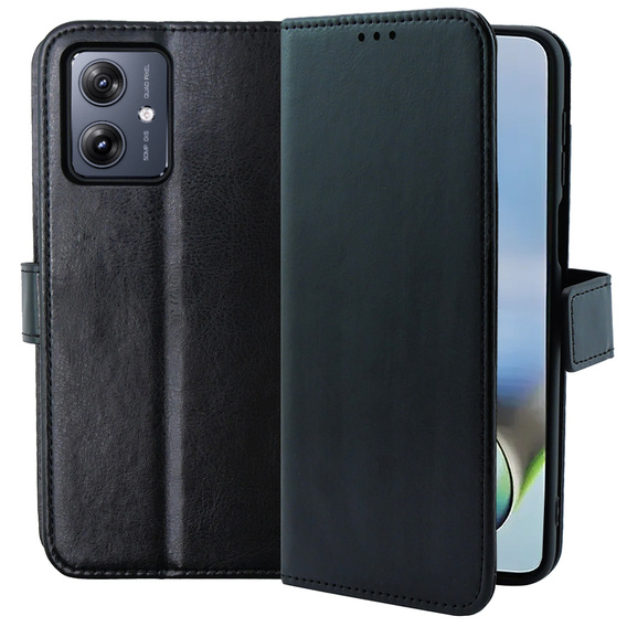 Etui z klapką do Motorola Moto G54 5G, Crazy Horse Wallet, czarne