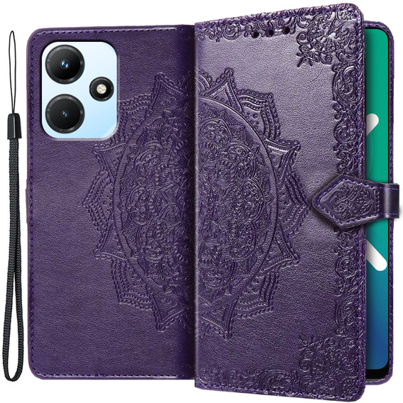 Etui z klapką do Infinix Hot 30i, Mandala, fioletowe