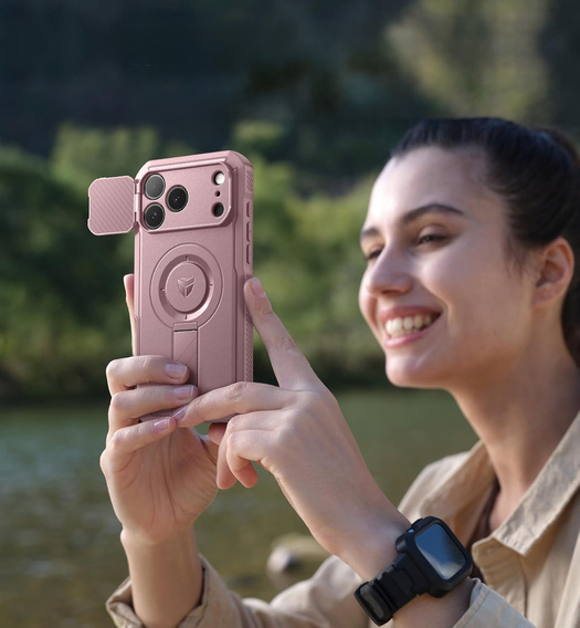 Etui Dexnor pancerne z podstawką i przesłoną aparatu, do MagSafe do iPhone 17 Pro