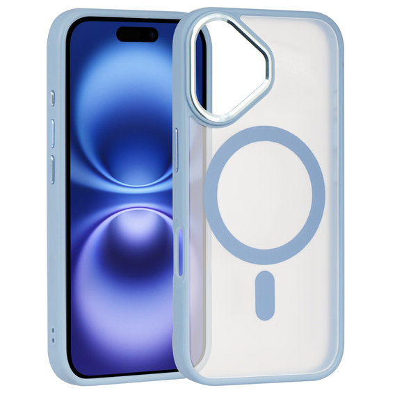 Etui do iPhone 16, do MagSafe, ERBORD Matt Case, przezroczyste / niebieskie + Szkło na ekran