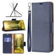 Etui z klapką do Samsung Galaxy A25 5G, Wallet Litchi Leather, granatowy + szkło 9H