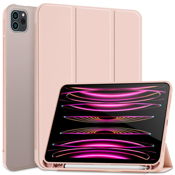 Etui do iPad Pro 12.9" 2022/2021/2020 (6/5/4 gen.), Smart Pencil, z miejscem na rysik, różowe
