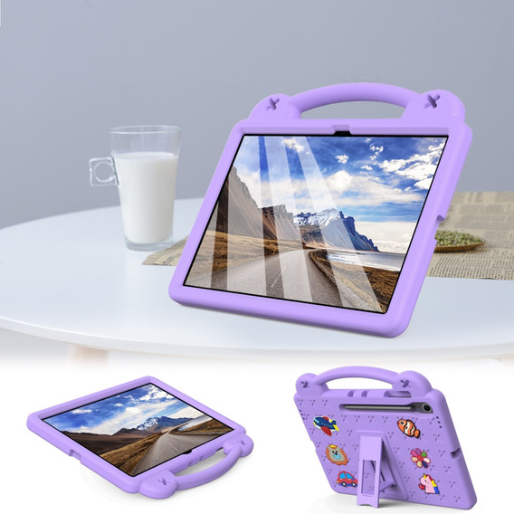 Etui ochronne z pianki EVA do Samsung Galaxy Tab S10 FE+ – dziecięce, z podstawką i uchwytem - fioletowe