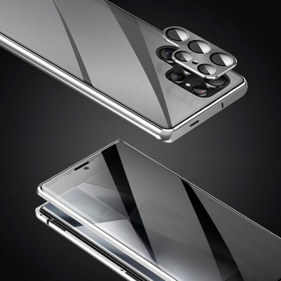 Etui do Samsung Galaxy S24 Ultra, Privacy Dual Glass, srebrne