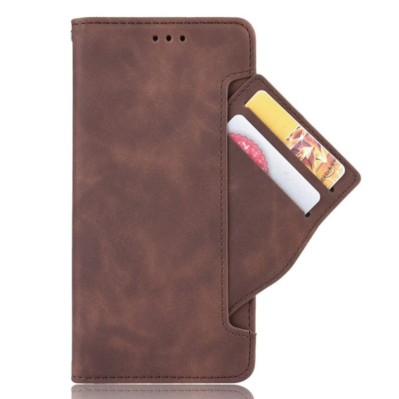 Etui z klapką do Realme GT2 Pro, Card Slot, brązowe