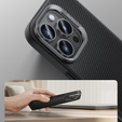 Etui BENKS Kevlar do iPhone 16 Pro, Carbon Fiber, do MagSafe, czarne
