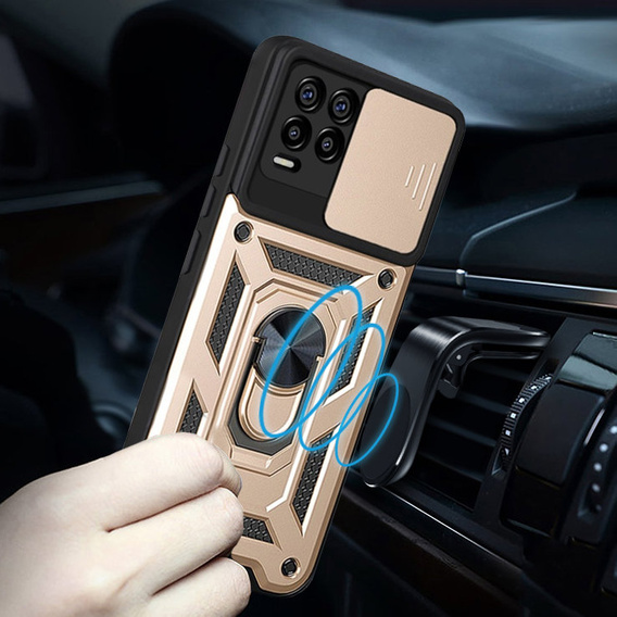 Etui pancerne do Realme 8 / 8 Pro, CamShield Slide, złote