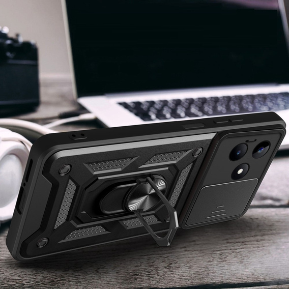 Zestaw Etui pancerne do Realme C53 4G, CamShield Slide, czarne + Szkło