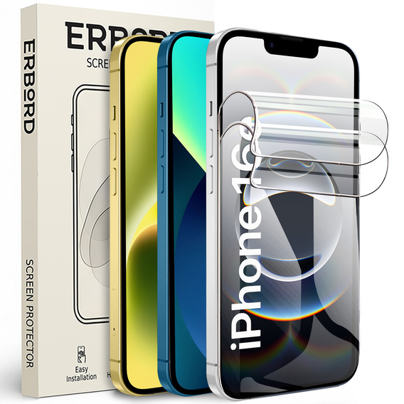 2x Folia Hydrożelowa ERBORD do iPhone 13 / 13 Pro / 14 / 16e – lekka ochrona ekranu bez komplikacji