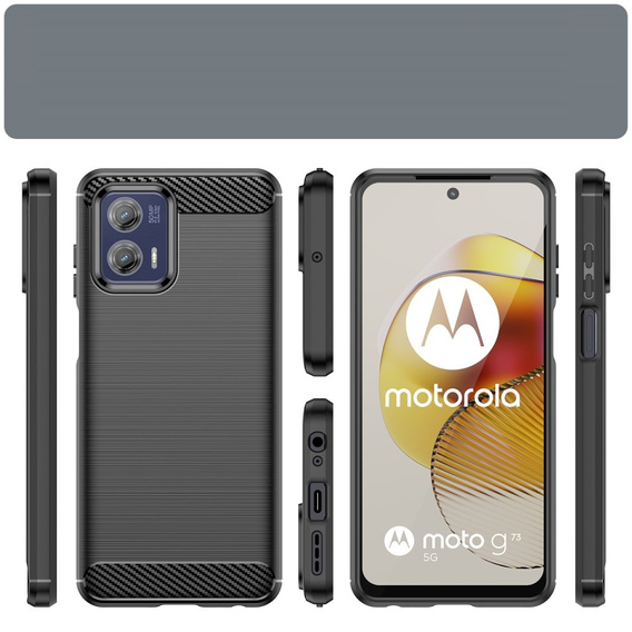 Etui do Motorola Moto G73 5G, Karbon, czarne