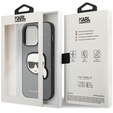 Etui Karl Lagerfeld do iPhone 14 Pro Max, Saffiano Karl's Head Patch, srebrne
