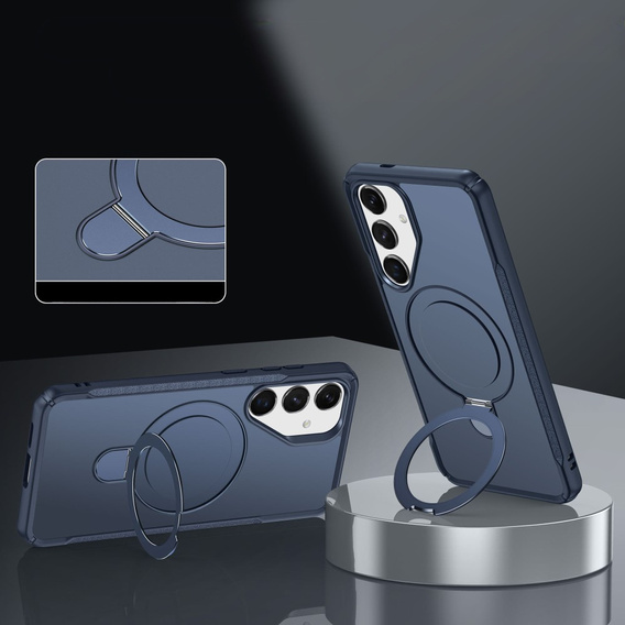 Etui do Samsung Galaxy S25/S24 magnetyczne, z podstawką – niebieskie