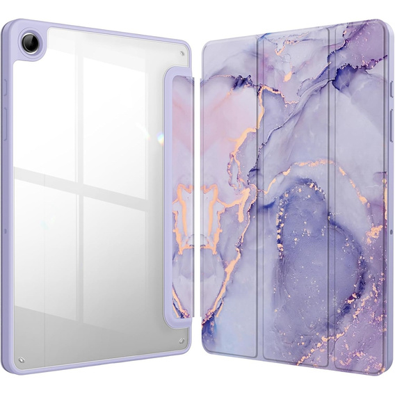 Etui Smartcase Hybrid do Samsung Galaxy Tab A9+, z miejscem na rysik – fioletowe Marble