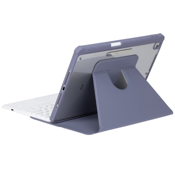 Etui z klawiaturą do iPad 11" 2025 A16 (11 gen.) / iPad 10.9" 2022 (10 gen.), Rotary 360° Leather Touchpad, fioletowe
