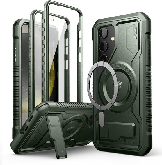 Etui pancerne do Samsung Galaxy S24, Dexnor Full Body MagSafe,  zielone