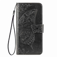 Etui z klapką do Nokia C21 Plus, Butterfly, czarne