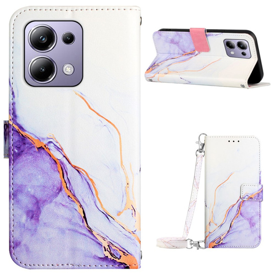 Etui z klapką do Xiaomi Redmi Note 13 Pro 4G / Xiaomi Redmi Note 14S / Xiaomi Poco M6 Pro 4G, Wallet, Marble fioletowe