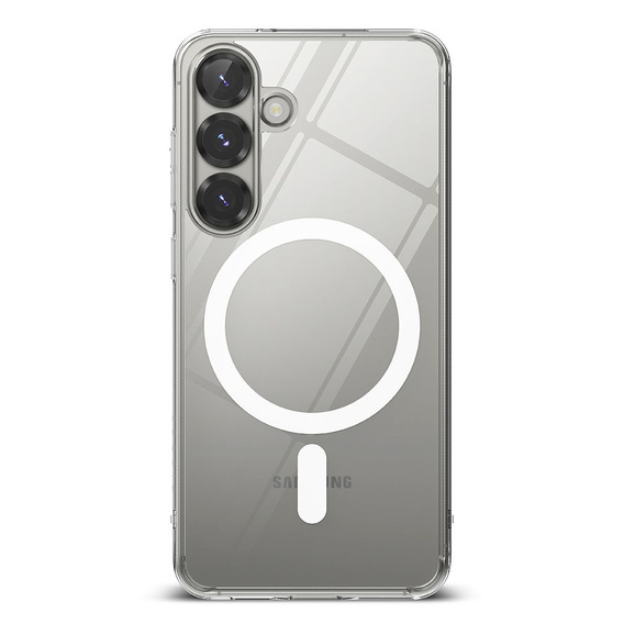Etui Ringke do Samsung Galaxy S25, Fusion MagSafe, Przezroczyste + Szkło Hartowane 9H